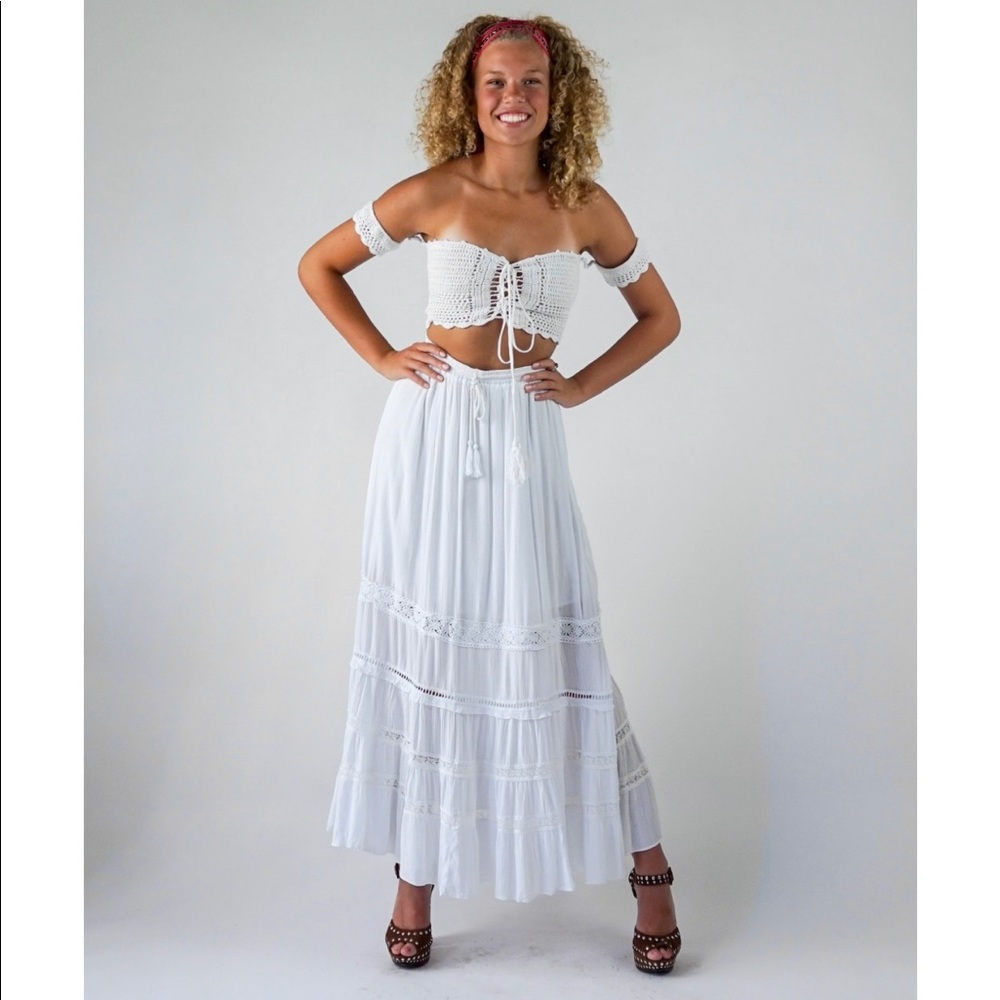 Long white skirt